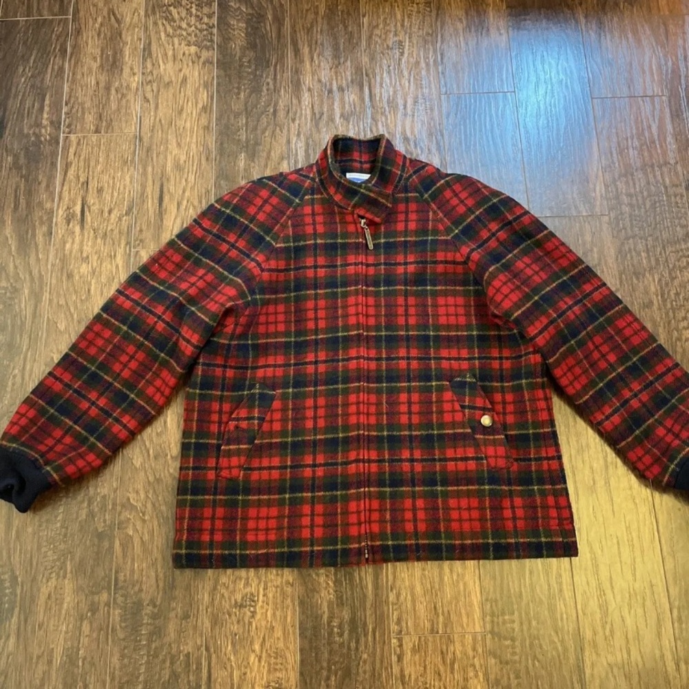 Vintage Pendleton Red Plaid Wool Full Zip Jacket